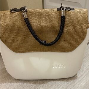 Tan and White Women's Bag